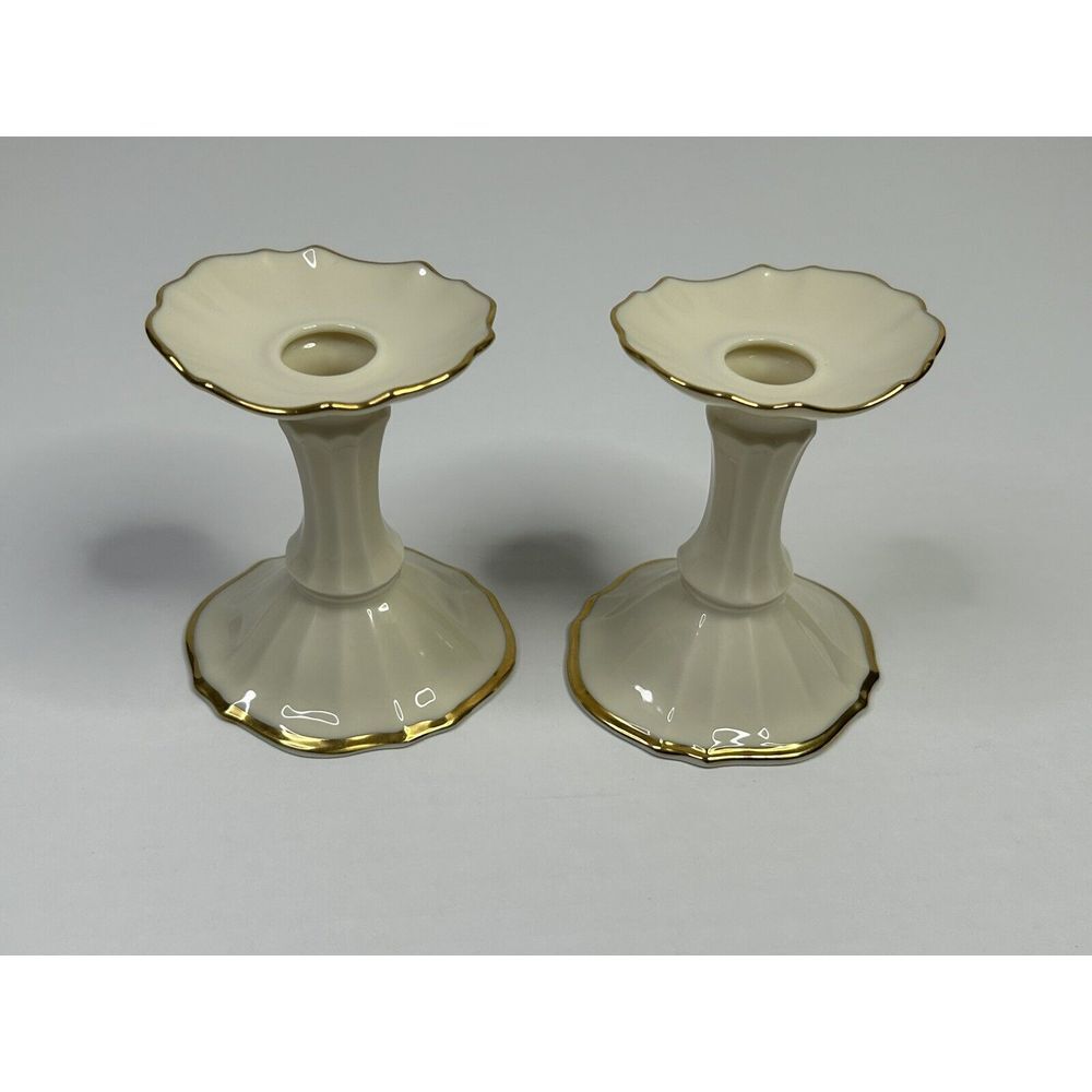 Lenox Symphony Candle Holders With 24-K Gold Accent Set Of 2 VINTAGE
